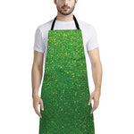 Shamrock Green (NOT Real) Glitter Print Bib Apron With Pocket