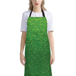 Shamrock Green (NOT Real) Glitter Print Bib Apron With Pocket
