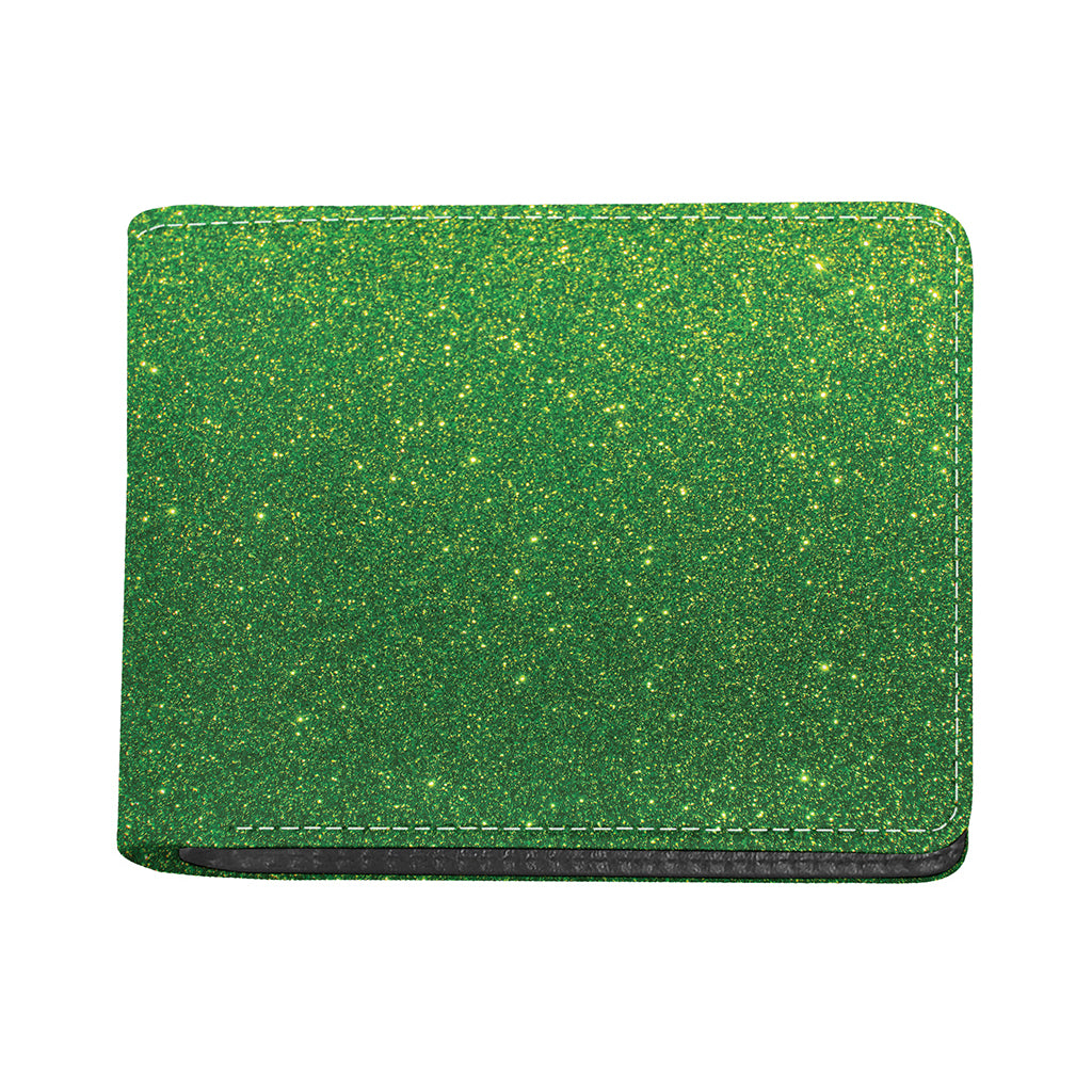 Shamrock Green (NOT Real) Glitter Print Bifold Wallet