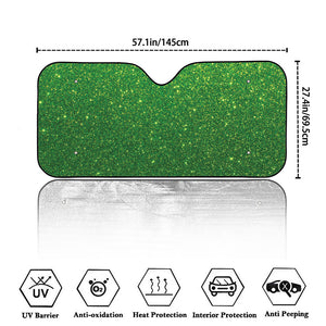 Shamrock Green (NOT Real) Glitter Print Car Windshield Sun Shade