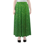 Shamrock Green (NOT Real) Glitter Print Chiffon Maxi Skirt