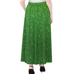 Shamrock Green (NOT Real) Glitter Print Chiffon Maxi Skirt