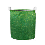 Shamrock Green (NOT Real) Glitter Print Collapsible Laundry Basket