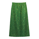 Shamrock Green (NOT Real) Glitter Print Cotton Front Slit Maxi Skirt