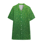 Shamrock Green (NOT Real) Glitter Print Cotton Hawaiian Shirt