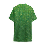 Shamrock Green (NOT Real) Glitter Print Cotton Hawaiian Shirt