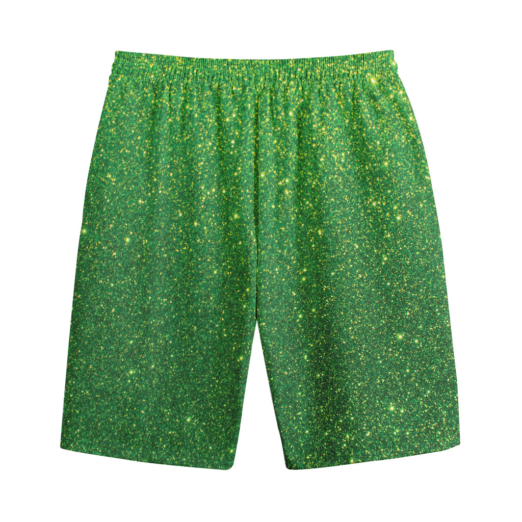 Shamrock Green (NOT Real) Glitter Print Cotton Shorts