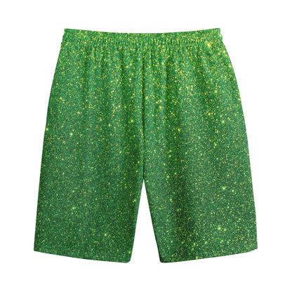 Shamrock Green (NOT Real) Glitter Print Cotton Shorts