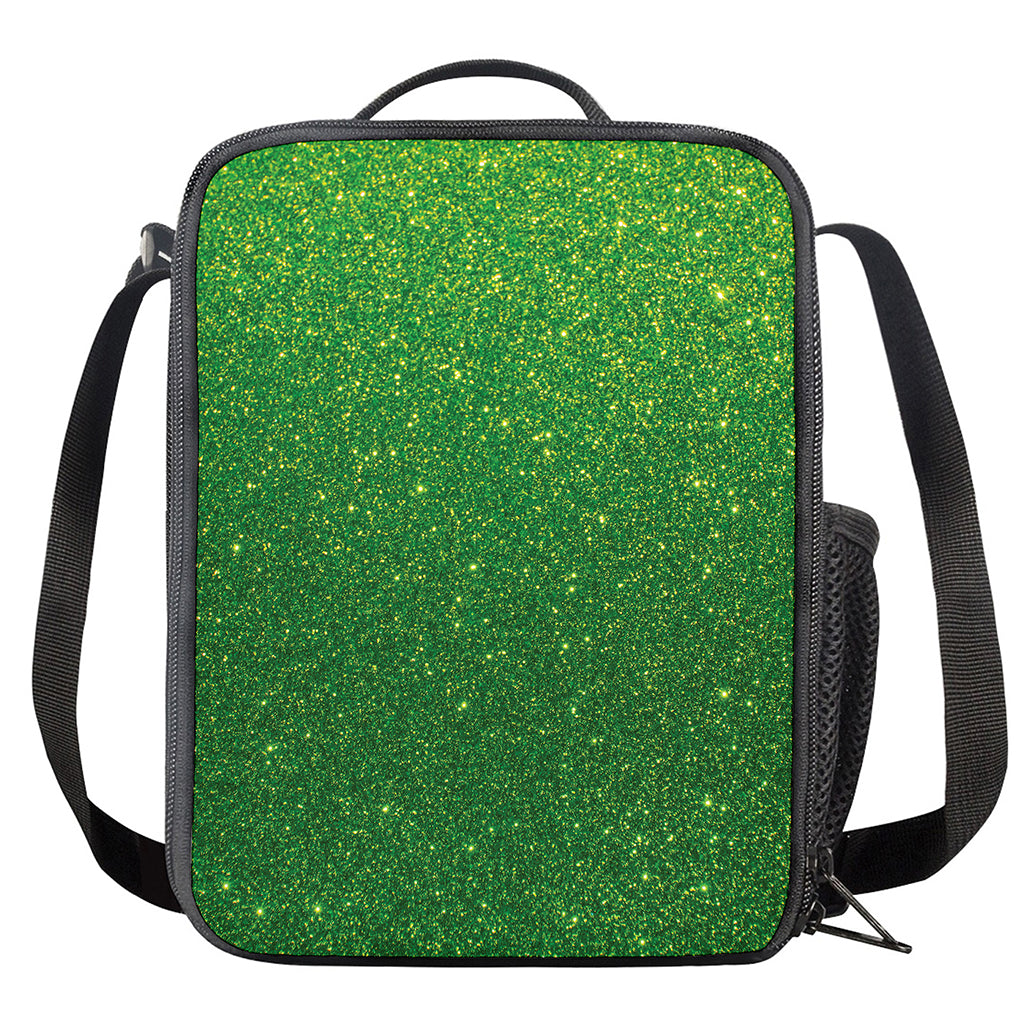 Shamrock Green (NOT Real) Glitter Print Crossbody Lunch Bag