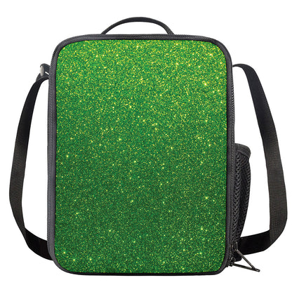 Shamrock Green (NOT Real) Glitter Print Crossbody Lunch Bag