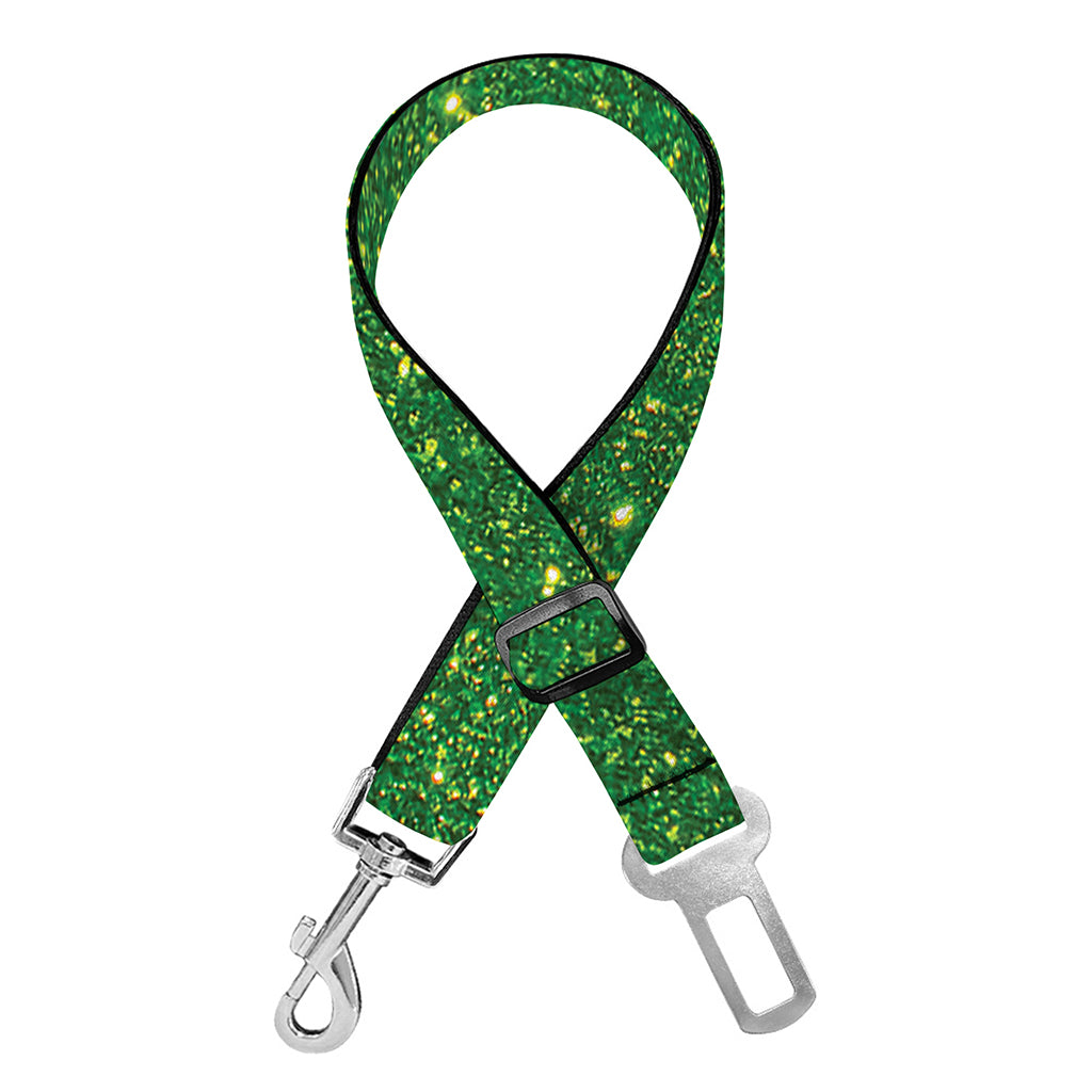 Shamrock Green (NOT Real) Glitter Print Dog Seat Belt