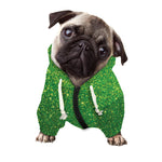 Shamrock Green (NOT Real) Glitter Print Dog Zip Up Hoodie