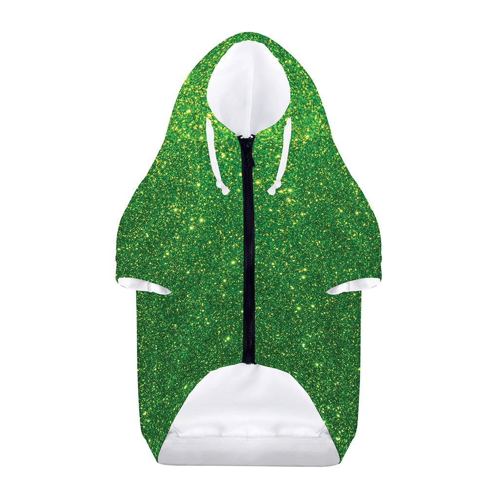 Shamrock Green (NOT Real) Glitter Print Dog Zip Up Hoodie