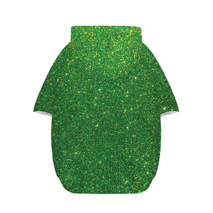 Shamrock Green (NOT Real) Glitter Print Dog Zip Up Hoodie