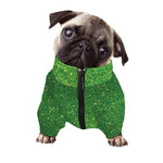 Shamrock Green (NOT Real) Glitter Print Dog Zip Up Jacket