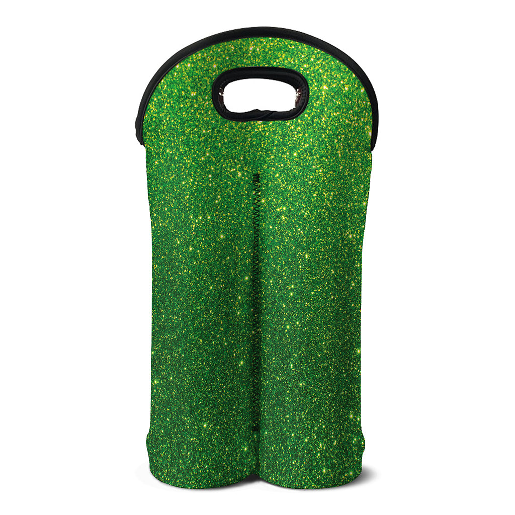 Shamrock Green (NOT Real) Glitter Print Double Neoprene Wine Tote