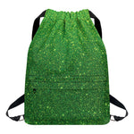 Shamrock Green (NOT Real) Glitter Print Drawstring Backpack