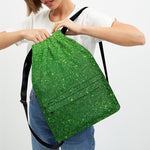 Shamrock Green (NOT Real) Glitter Print Drawstring Backpack