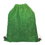Shamrock Green (NOT Real) Glitter Print Drawstring Bag