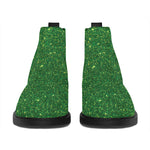 Shamrock Green (NOT Real) Glitter Print Flat Ankle Boots