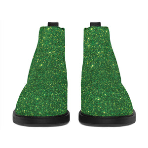 Shamrock Green (NOT Real) Glitter Print Flat Ankle Boots