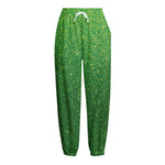 Shamrock Green (NOT Real) Glitter Print Fleece Lined Knit Pants