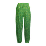 Shamrock Green (NOT Real) Glitter Print Fleece Lined Knit Pants