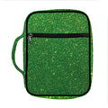 Shamrock Green (NOT Real) Glitter Print Front Pocket Bible Bag