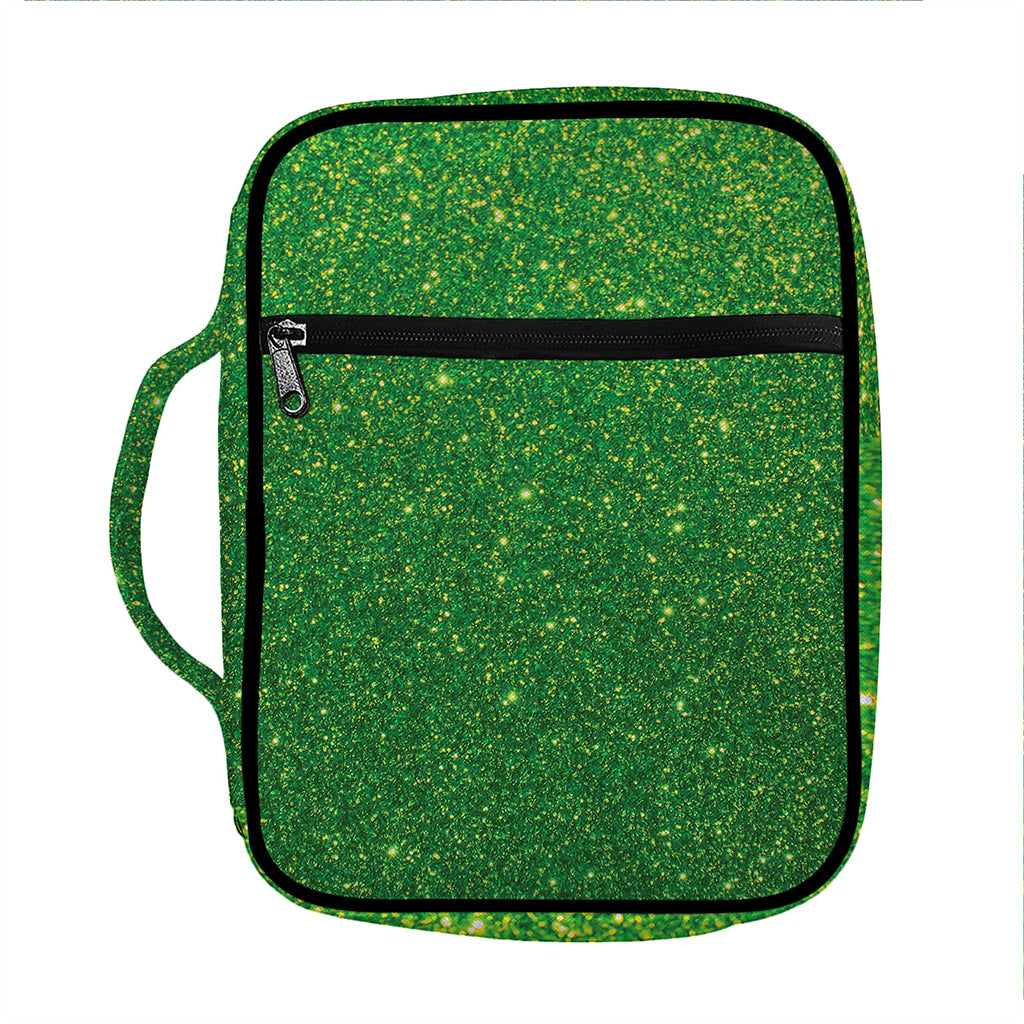 Shamrock Green (NOT Real) Glitter Print Front Pocket Bible Bag