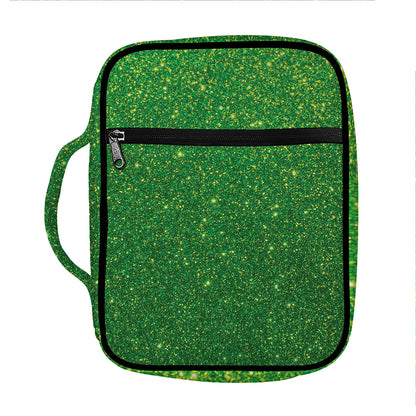 Shamrock Green (NOT Real) Glitter Print Front Pocket Bible Bag