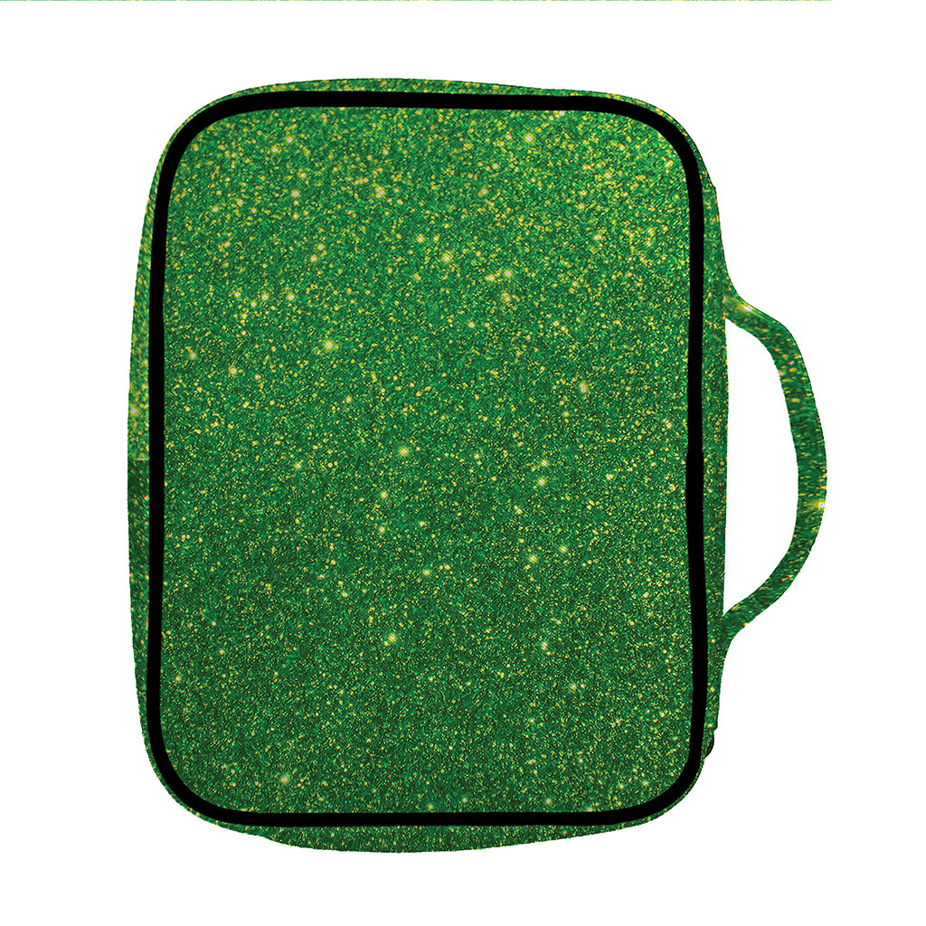 Shamrock Green (NOT Real) Glitter Print Front Pocket Bible Bag