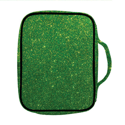 Shamrock Green (NOT Real) Glitter Print Front Pocket Bible Bag
