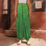 Shamrock Green (NOT Real) Glitter Print Harem Pants