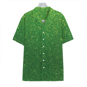 Shamrock Green (NOT Real) Glitter Print Hawaiian Shirt