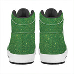 Shamrock Green (NOT Real) Glitter Print High Top Leather Sneakers