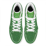 Shamrock Green (NOT Real) Glitter Print High Top Leather Sneakers
