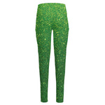 Shamrock Green (NOT Real) Glitter Print High-Waisted Pocket Leggings