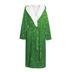 Shamrock Green (NOT Real) Glitter Print Hooded Bathrobe
