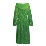 Shamrock Green (NOT Real) Glitter Print Hooded Bathrobe