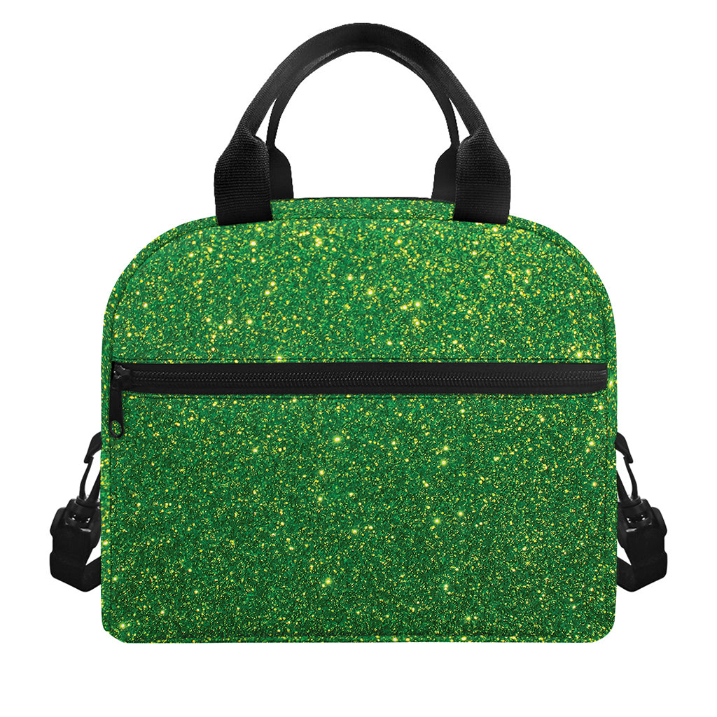 Shamrock Green (NOT Real) Glitter Print Insulated Lunch Bag