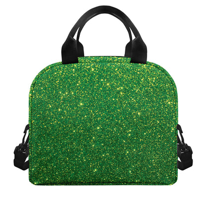 Shamrock Green (NOT Real) Glitter Print Insulated Lunch Bag