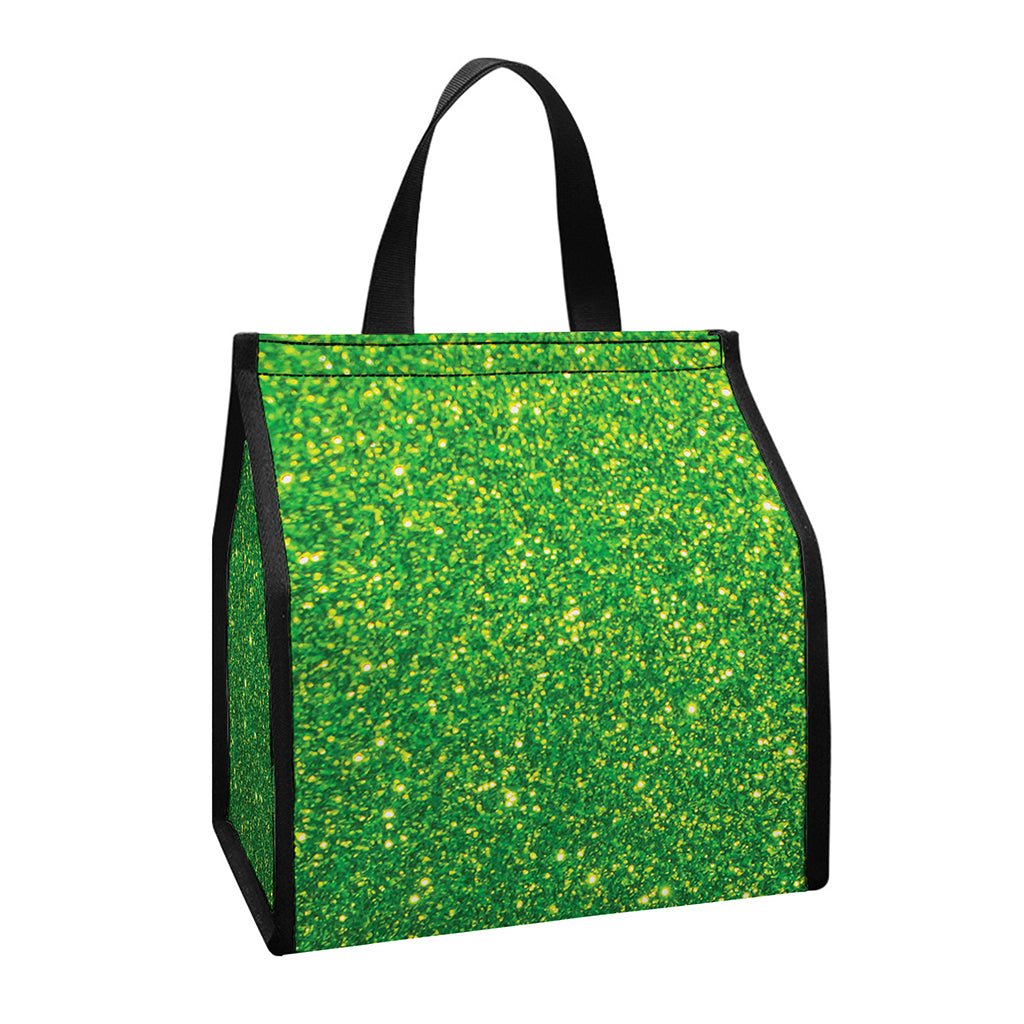 Shamrock Green (NOT Real) Glitter Print Insulated Lunch Tote