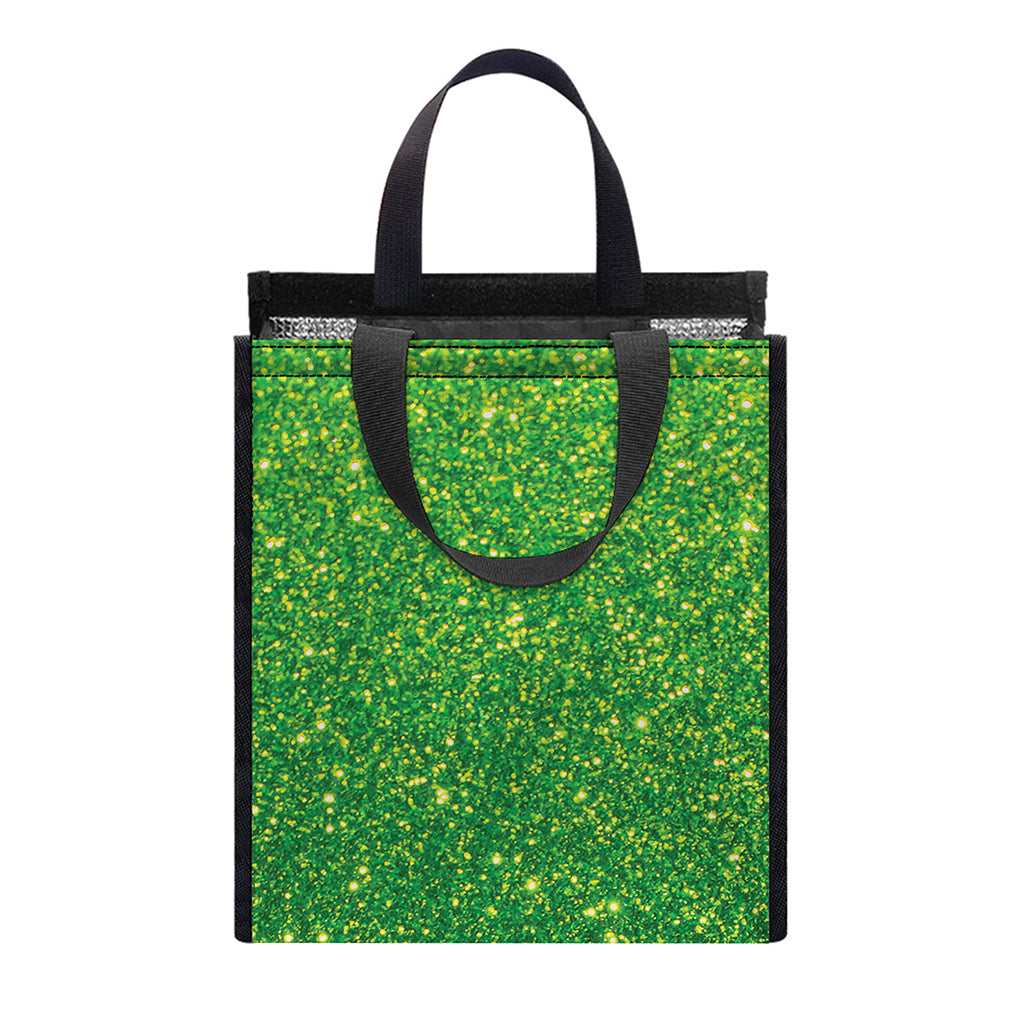 Shamrock Green (NOT Real) Glitter Print Insulated Lunch Tote