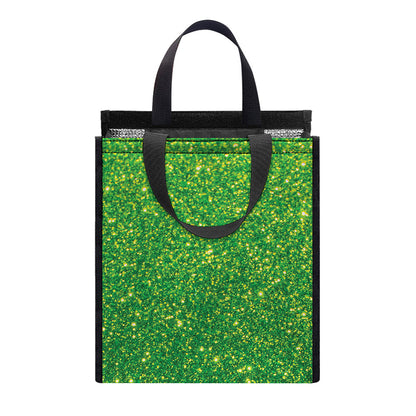 Shamrock Green (NOT Real) Glitter Print Insulated Lunch Tote