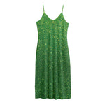 Shamrock Green (NOT Real) Glitter Print Jersey Midi Cami Dress