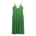 Shamrock Green (NOT Real) Glitter Print Jersey Midi Cami Dress