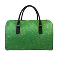 Shamrock Green (NOT Real) Glitter Print Leather Duffel Bag
