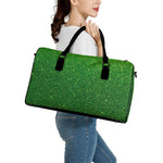 Shamrock Green (NOT Real) Glitter Print Leather Duffle Bag
