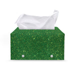 Shamrock Green (NOT Real) Glitter Print Leather Tissue Box Cover