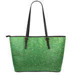 Shamrock Green (NOT Real) Glitter Print Leather Tote Bag